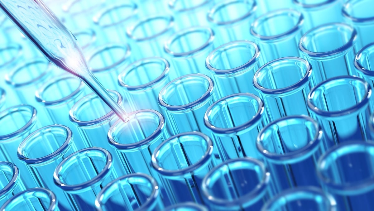 Science laboratory test tubes, 3D rendering